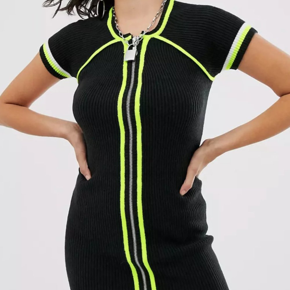 The Ragged Priest bodycon mini dress with neon tip